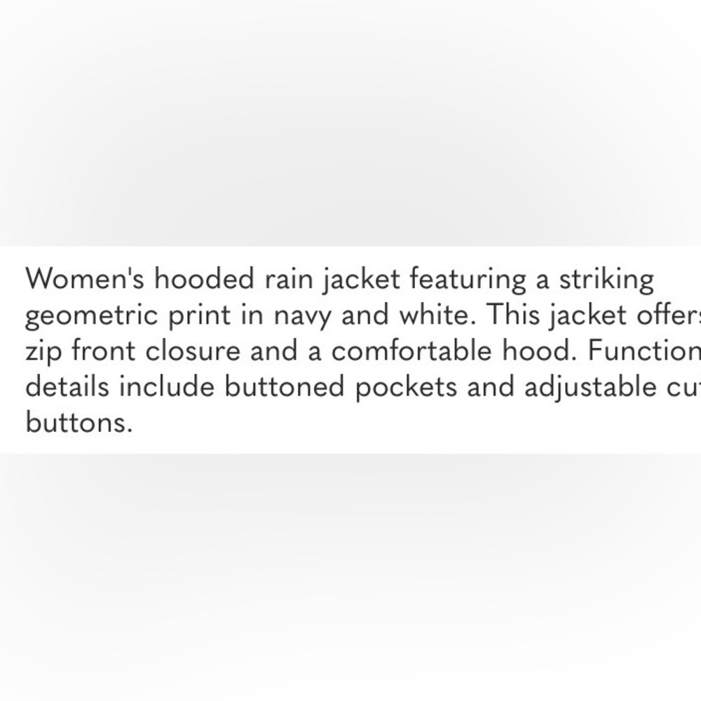Lands' End Navy & White Patterned Rain Jacket with Red Lining - Picture 13 of 14